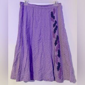 Vintage White Rice Purple Skirt w/ Beaded Feathers
